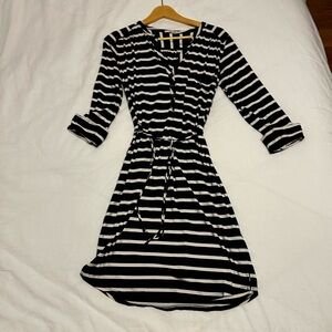 LAmade Striped Navy Blue and White 3/4 Sleeve Dress